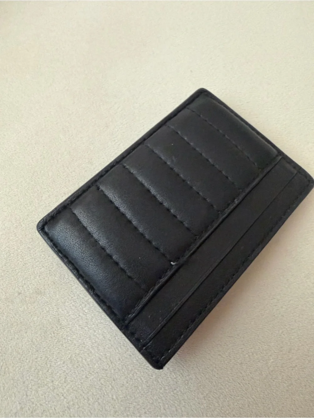 COACH Black Quilted Leather Card Holder with Gold Logo